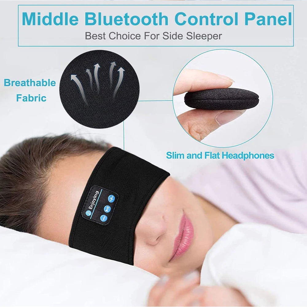 Sleep Eye Mask with Bluetooth 5.0 Headphones Soft Elastic Comfortable Headband ASMR Sleeping  Band 10H Music