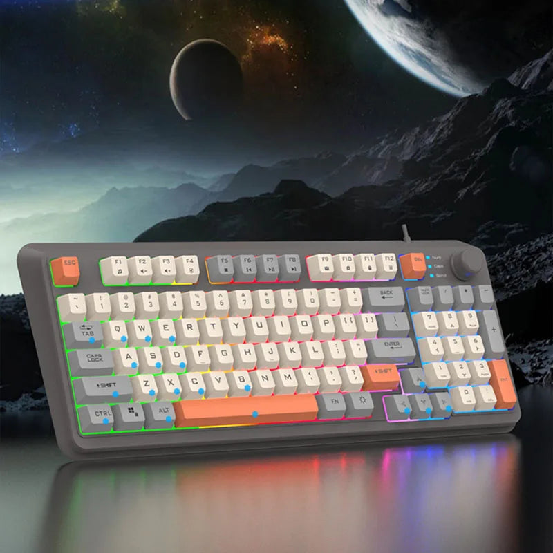 K820 USB Wired Keyboards Mouse Set Three Colored Luminous Gaming Keyboard 94 Keys Game Desktop Computer Accessories