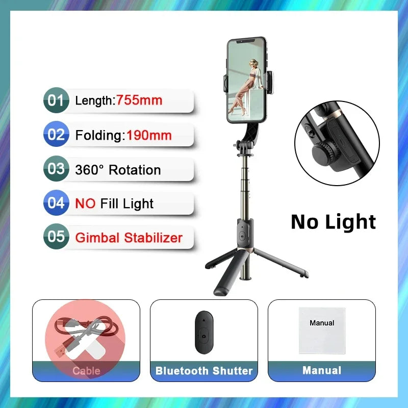 FANGTUOSI NEW Handheld Gimbal Smartphone Bluetooth Handheld Stabilizer With Selfie Stick Tripod  Folding Gimbal For Smartphone